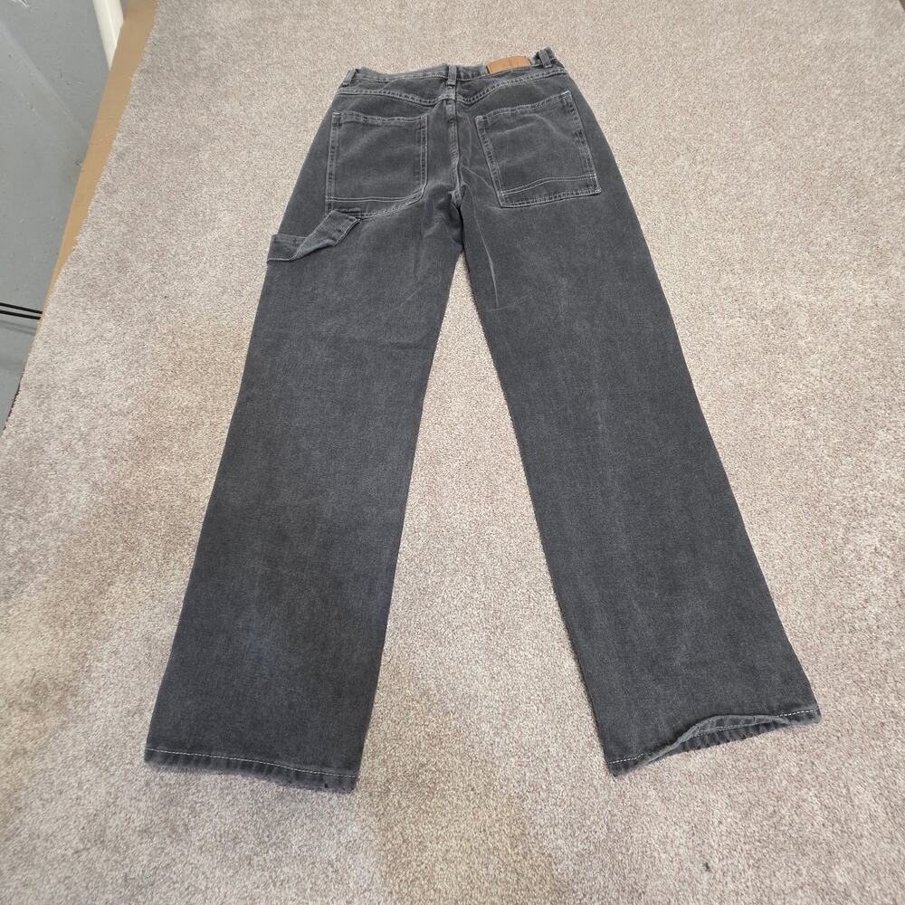 Feeling Carpenter Jeans Faded Black Wide Leg Patch Pocket Size L Y2K